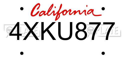 4XKU877 California License Plate