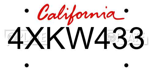 4XKW433 California License Plate