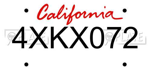 4XKX072 California License Plate