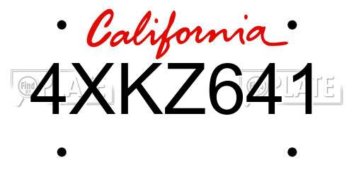 4XKZ641 California License Plate
