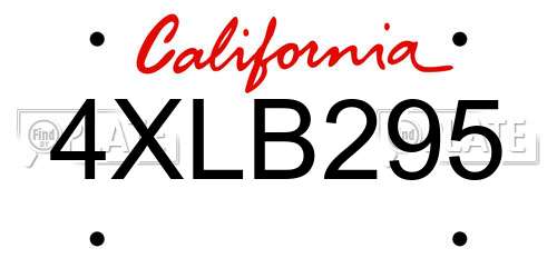 4XLB295 California License Plate