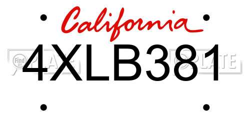 4XLB381 California License Plate