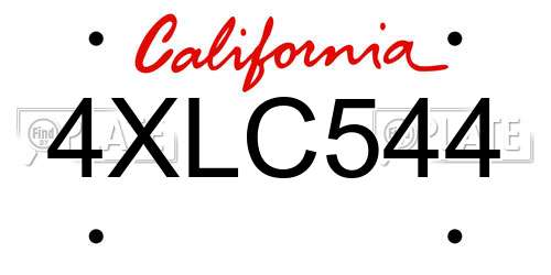 4XLC544 California License Plate