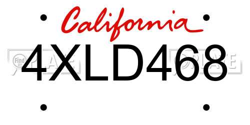 4XLD468 California License Plate
