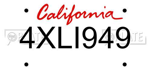 4XLI949 California License Plate