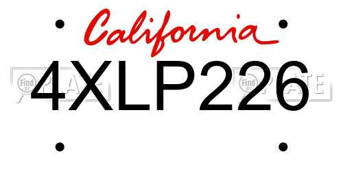 4XLP226 California License Plate