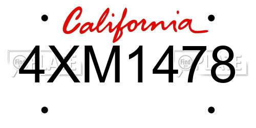 4XM1478 California License Plate