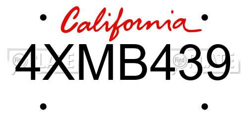4XMB439 California License Plate