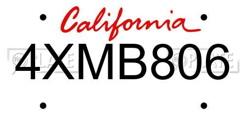 4XMB806 California License Plate