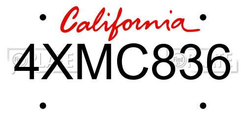4XMC836 California License Plate