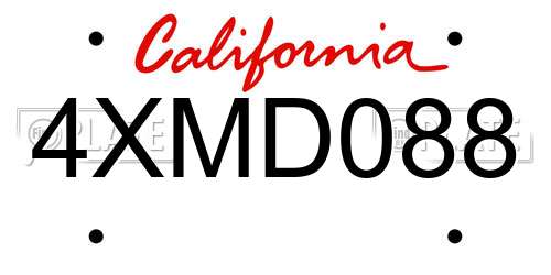 4XMD088 California License Plate