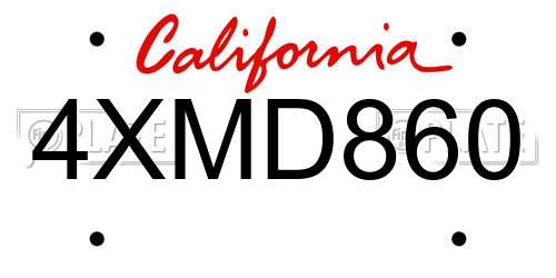 4XMD860 California License Plate