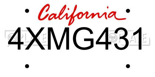 4XMG431 California License Plate