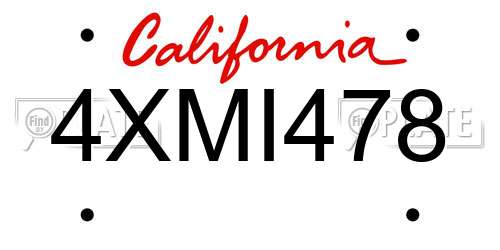 4XMI478 California License Plate