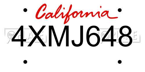 4XMJ648 California License Plate