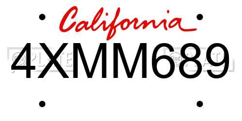 4XMM689 California License Plate