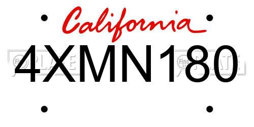 4XMN180 California License Plate