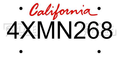 4XMN268 California License Plate