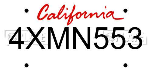 4XMN553 California License Plate