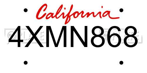 4XMN868 California License Plate