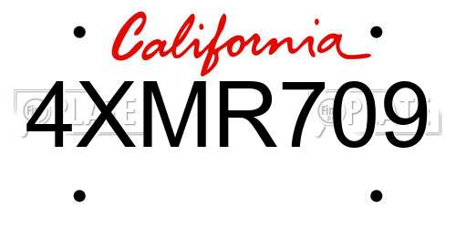 4XMR709 California License Plate