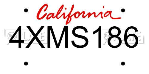 4XMS186 California License Plate