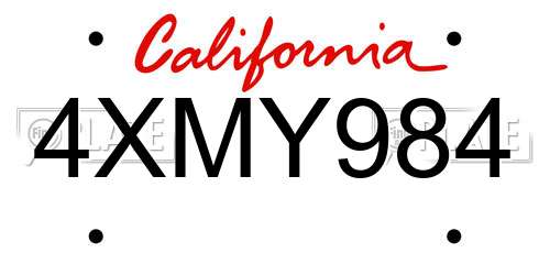 4XMY984 California License Plate