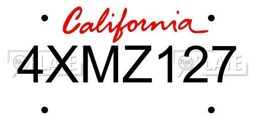 4XMZ127 California License Plate