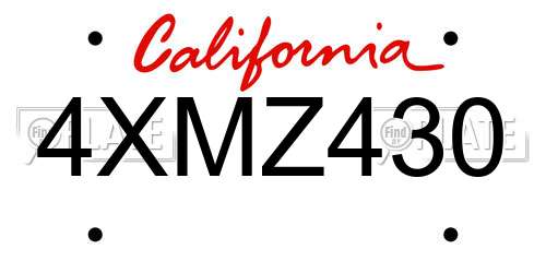 4XMZ430 California License Plate