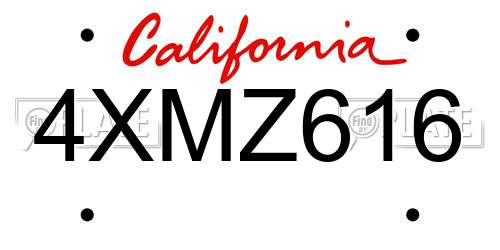 4XMZ616 California License Plate