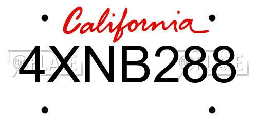 4XNB288 California License Plate