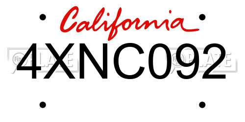 4XNC092 California License Plate