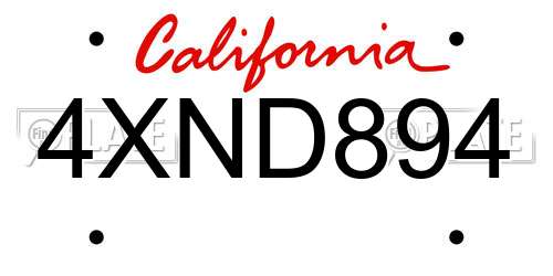 4XND894 California License Plate