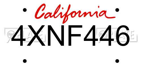 4XNF446 California License Plate