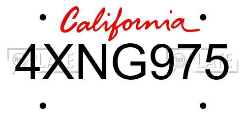4XNG975 California License Plate