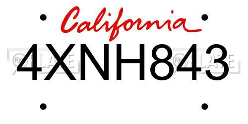 4XNH843 California License Plate