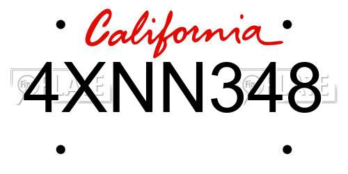 4XNN348 California License Plate