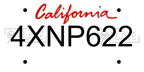 4XNP622 California License Plate