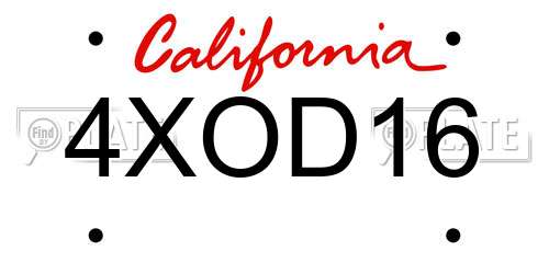 4XOD16 California License Plate