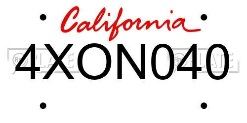 4XON040 California License Plate
