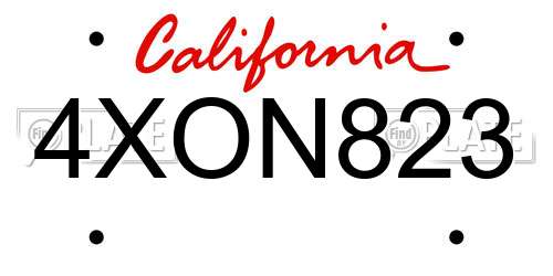 4XON823 California License Plate