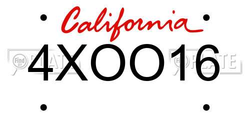 4XOO16 California License Plate