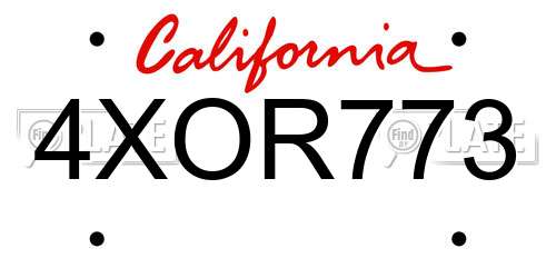 4XOR773 California License Plate