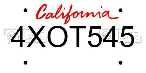 4XOT545 California License Plate