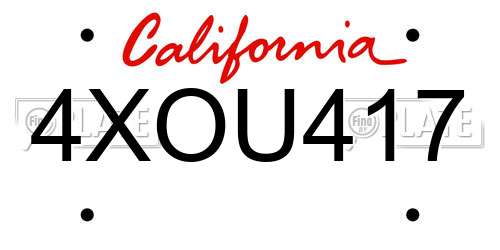 4XOU417 California License Plate