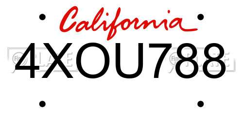 4XOU788 California License Plate