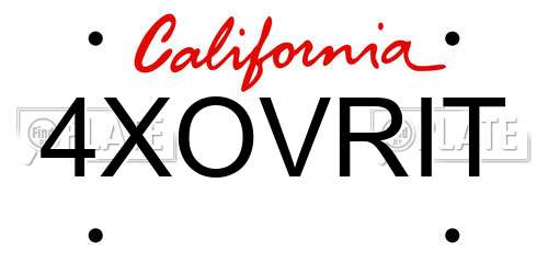 4XOVRIT California License Plate