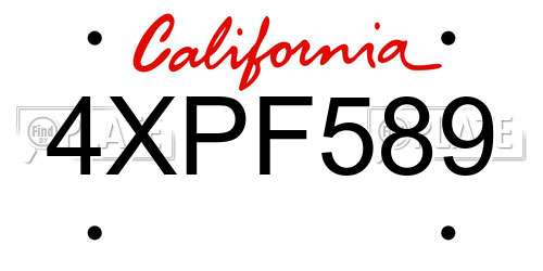 4XPF589 California License Plate