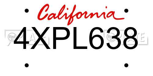 4XPL638 California License Plate