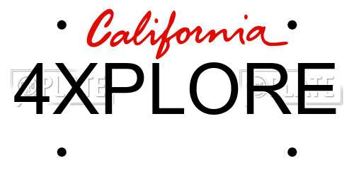 4XPLORE California License Plate